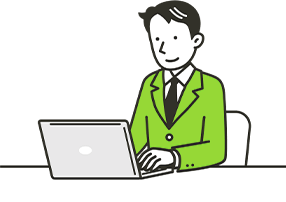 ノートパソコンを操作する男性のイラスト