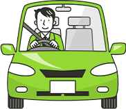 運転代行の車に乗る男性たちのイラスト