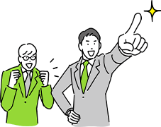 指をさして話す男性たちのイラスト