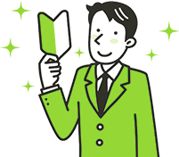 証書を掲げて喜ぶスタッフのイラスト