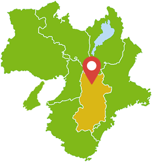 対応エリア(大和高田市・香芝市・葛城市・北葛城郡)を示す奈良県の地図